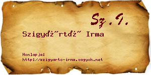 Szigyártó Irma névjegykártya