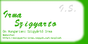 irma szigyarto business card